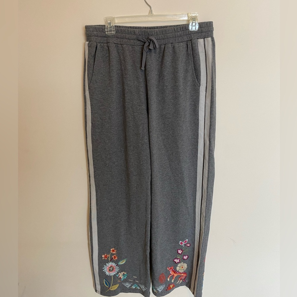 Johnny Was Griffin Wide Gray Leg Pant Large - Picture 2 of 9
